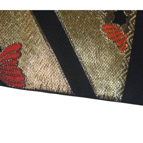 Japanese Obi Sash Kimono Belt Metallic Embroidered Flowers - Picture 9 of 10